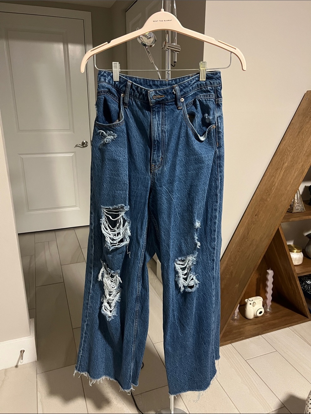 We The Free Raw Hem Wide-Leg Indigo Jeans